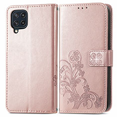 Custodia Portafoglio In Pelle Fiori Cover con Supporto per Samsung Galaxy M32 4G Rosa