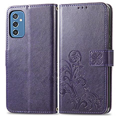 Custodia Portafoglio In Pelle Fiori Cover con Supporto per Samsung Galaxy M52 5G Viola