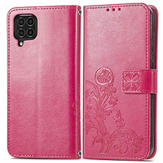 Custodia Portafoglio In Pelle Fiori Cover con Supporto per Samsung Galaxy M62 4G Rosso