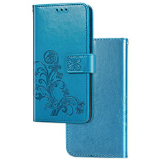 Custodia Portafoglio In Pelle Fiori Cover con Supporto per Samsung Galaxy M80S Blu