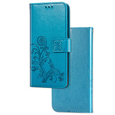 Custodia Portafoglio In Pelle Fiori Cover con Supporto per Sony Xperia 1 Blu