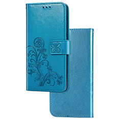 Custodia Portafoglio In Pelle Fiori Cover con Supporto per Sony Xperia 5 Blu
