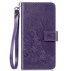 Custodia Portafoglio In Pelle Fiori Cover con Supporto per Sony Xperia 8 Lite Viola