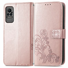 Custodia Portafoglio In Pelle Fiori Cover con Supporto per Xiaomi Civi 5G Rosa
