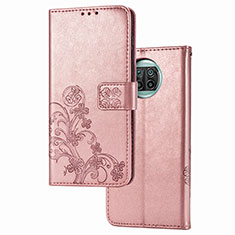 Custodia Portafoglio In Pelle Fiori Cover con Supporto per Xiaomi Mi 10i 5G Rosa