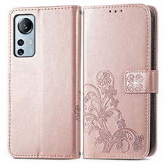 Custodia Portafoglio In Pelle Fiori Cover con Supporto per Xiaomi Mi 12 5G Rosa