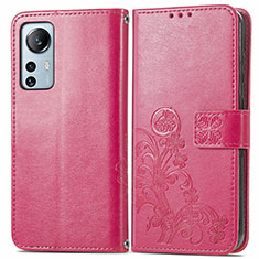 Custodia Portafoglio In Pelle Fiori Cover con Supporto per Xiaomi Mi 12 5G Rosso
