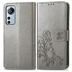 Custodia Portafoglio In Pelle Fiori Cover con Supporto per Xiaomi Mi 12 Lite 5G Grigio