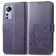 Custodia Portafoglio In Pelle Fiori Cover con Supporto per Xiaomi Mi 12 Lite 5G Viola