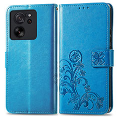 Custodia Portafoglio In Pelle Fiori Cover con Supporto per Xiaomi Mi 13T 5G Blu