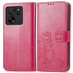Custodia Portafoglio In Pelle Fiori Cover con Supporto per Xiaomi Mi 13T 5G Rosa Caldo