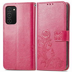Custodia Portafoglio In Pelle Fiori Cover con Supporto S01D per Samsung Galaxy A02s Rosa Caldo