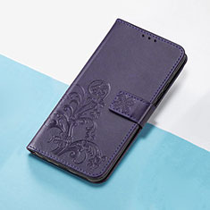 Custodia Portafoglio In Pelle Fiori Cover con Supporto S03D per Google Pixel 5 XL 5G Viola