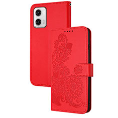 Custodia Portafoglio In Pelle Fiori Cover con Supporto Y01X per Motorola Moto G73 5G Rosso