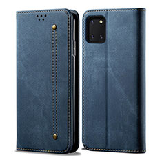 Custodia Portafoglio In stoffa con Supporto B02S per Samsung Galaxy M60s Blu