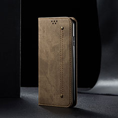 Custodia Portafoglio In stoffa con Supporto B02S per Xiaomi Redmi Note 9 Pro Khaki