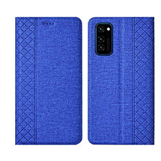 Custodia Portafoglio In stoffa con Supporto H01 per Huawei Honor V30 5G Blu