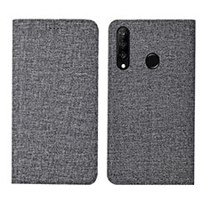 Custodia Portafoglio In stoffa con Supporto H01 per Huawei P30 Lite Grigio