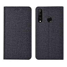 Custodia Portafoglio In stoffa con Supporto H01 per Huawei P30 Lite XL Nero