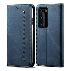 Custodia Portafoglio In stoffa con Supporto H01 per Huawei P40 Pro Blu