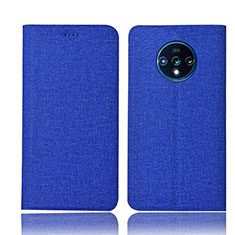 Custodia Portafoglio In stoffa con Supporto H01 per OnePlus 7T Blu