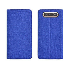 Custodia Portafoglio In stoffa con Supporto H01 per Samsung Galaxy A80 Blu