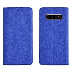 Custodia Portafoglio In stoffa con Supporto H01 per Samsung Galaxy S10 Plus Blu