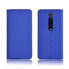 Custodia Portafoglio In stoffa con Supporto H01 per Xiaomi Mi 9T Pro Blu
