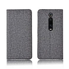 Custodia Portafoglio In stoffa con Supporto H01 per Xiaomi Redmi K20 Pro Grigio