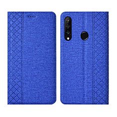 Custodia Portafoglio In stoffa con Supporto H02 per Huawei P30 Lite Blu