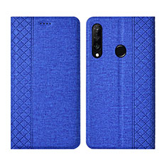 Custodia Portafoglio In stoffa con Supporto H02 per Huawei P30 Lite New Edition Blu