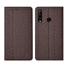 Custodia Portafoglio In stoffa con Supporto H02 per Huawei P30 Lite XL Marrone