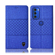 Custodia Portafoglio In stoffa con Supporto H12P per Motorola Moto G51 5G Blu