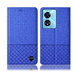 Custodia Portafoglio In stoffa con Supporto H12P per Oppo A78 5G Blu