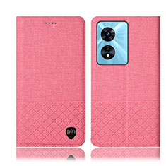 Custodia Portafoglio In stoffa con Supporto H12P per Oppo A78 5G Rosa