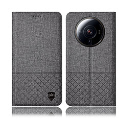 Custodia Portafoglio In stoffa con Supporto H12P per Xiaomi Mi 12 Ultra 5G Grigio