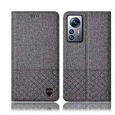 Custodia Portafoglio In stoffa con Supporto H12P per Xiaomi Mi 12S 5G Grigio