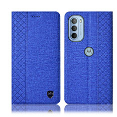 Custodia Portafoglio In stoffa con Supporto H13P per Motorola Moto G41 Blu