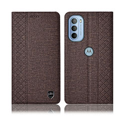 Custodia Portafoglio In stoffa con Supporto H13P per Motorola Moto G41 Marrone