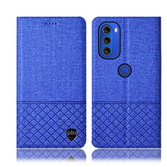 Custodia Portafoglio In stoffa con Supporto H13P per Motorola Moto G51 5G Blu
