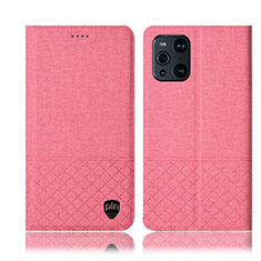 Custodia Portafoglio In stoffa con Supporto H13P per Oppo Find X3 Pro 5G Rosa