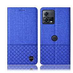 Custodia Portafoglio In stoffa con Supporto H14P per Motorola Moto Edge 30 Fusion 5G Blu