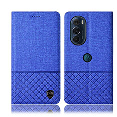 Custodia Portafoglio In stoffa con Supporto H14P per Motorola Moto Edge X30 5G Blu