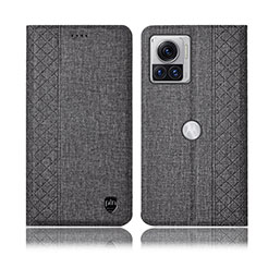 Custodia Portafoglio In stoffa con Supporto H14P per Motorola Moto Edge X30 Pro 5G Grigio