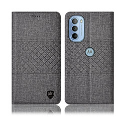 Custodia Portafoglio In stoffa con Supporto H14P per Motorola Moto G41 Grigio