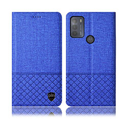 Custodia Portafoglio In stoffa con Supporto H14P per Motorola Moto G50 Blu