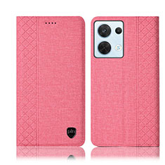 Custodia Portafoglio In stoffa con Supporto H14P per Oppo Reno8 5G Rosa