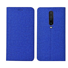 Custodia Portafoglio In stoffa con Supporto L01 per Xiaomi Poco X2 Blu