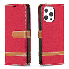 Custodia Portafoglio In stoffa con Supporto per Apple iPhone 13 Pro Max Rosso