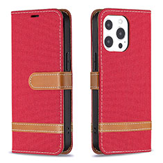 Custodia Portafoglio In stoffa con Supporto per Apple iPhone 14 Pro Max Rosso